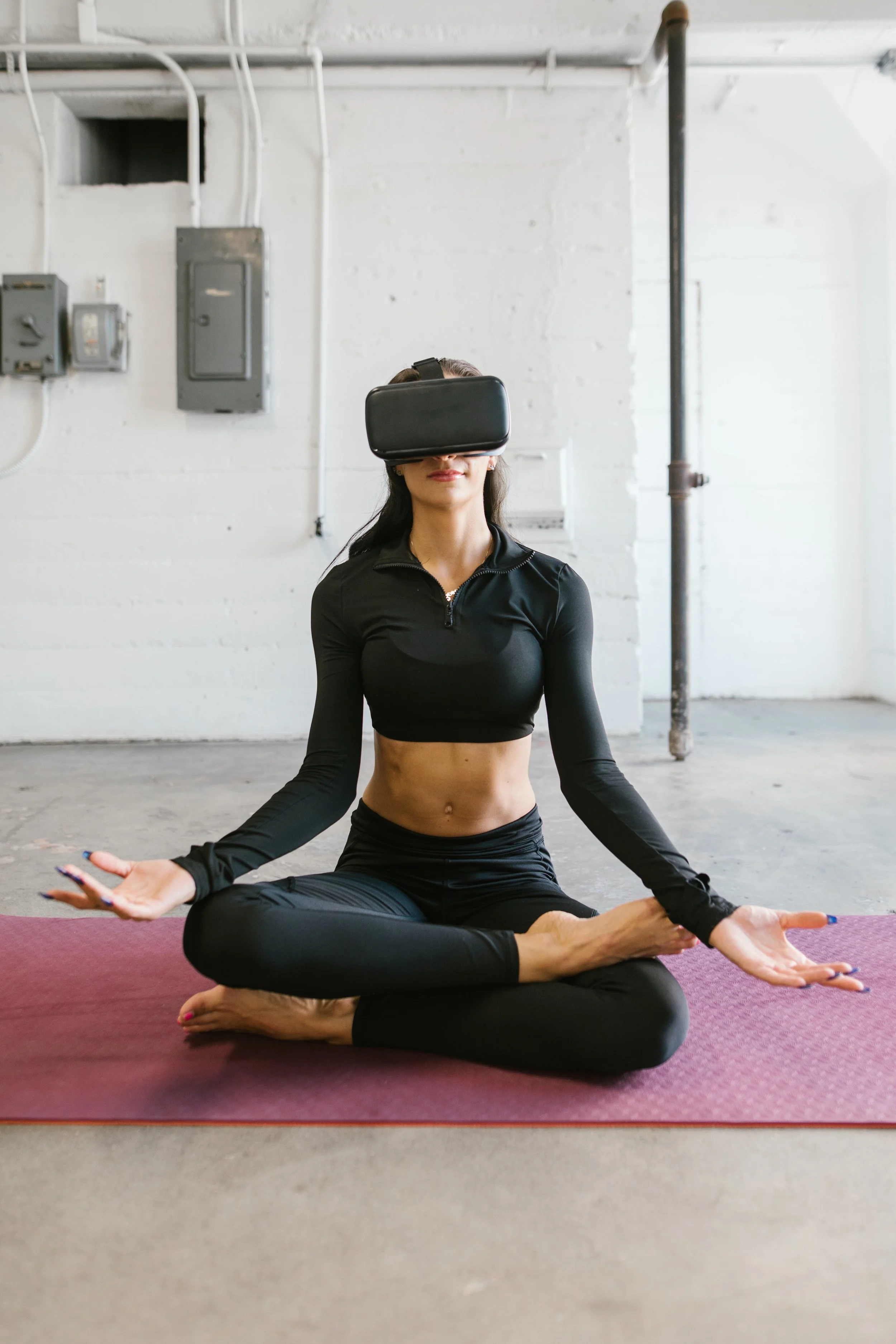 Woman using VR for meditation